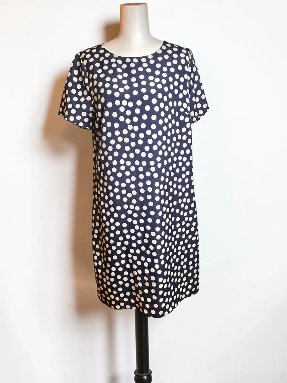 J.Crew Navy Polka Dot Shift Dress Size 6
